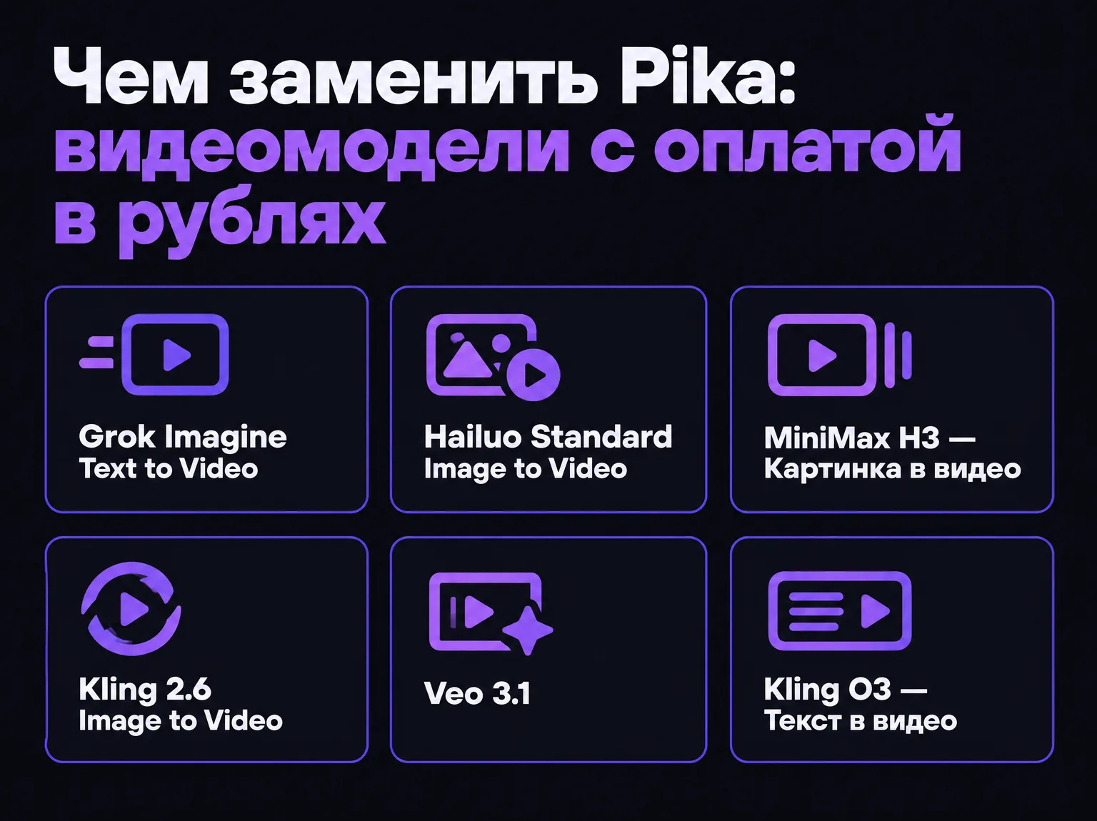 Инфографика со списком видеомоделей каталога IskraGen на замену Pika